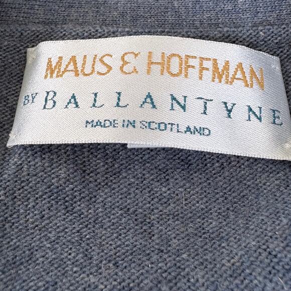 Maus & Hoffman Cashmere Sweater Vest Scotland 44 Grunge Preppy Trashed Blue - Picture 2 of 10